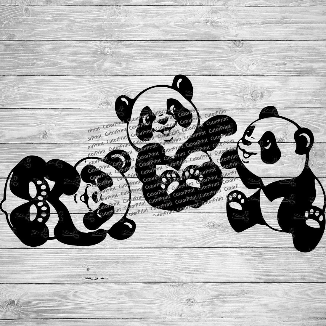 Download 3 Baby Pandas Svg Eps Eps Files Digital Download Files For Cricut Silhouette Cameo And More