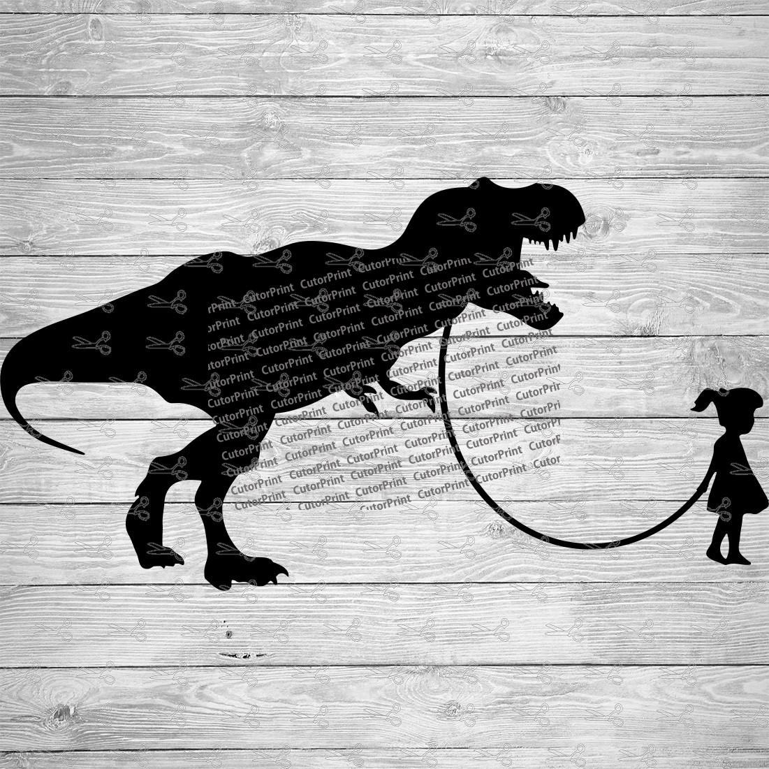 Download Girl Walking T Rex Dinosaur Svg Eps Png Files Digital Download Files For Cricut Silhouette Cameo And More