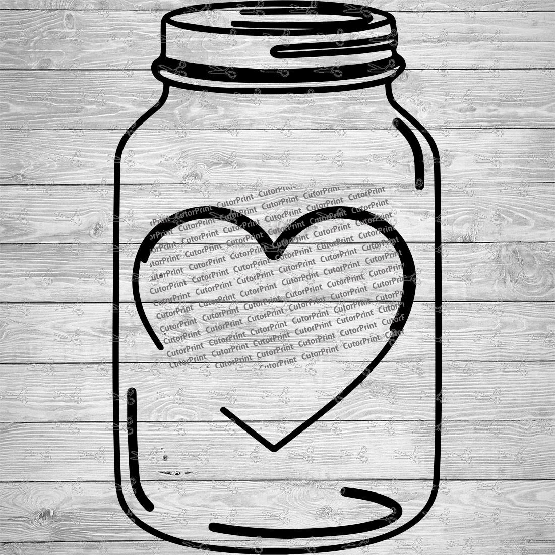 Download Heart Mason Jar SVG,EPS & PNG Files | Digital Download files for Cricut, Silhouette Cameo, and more