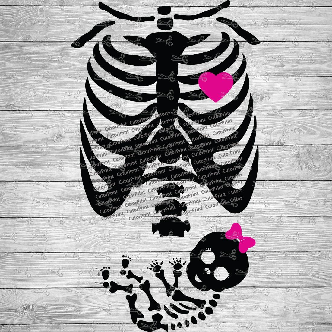 Pregnant Skeleton Girl SVG,EPS & PNG Files - Digital Download files for