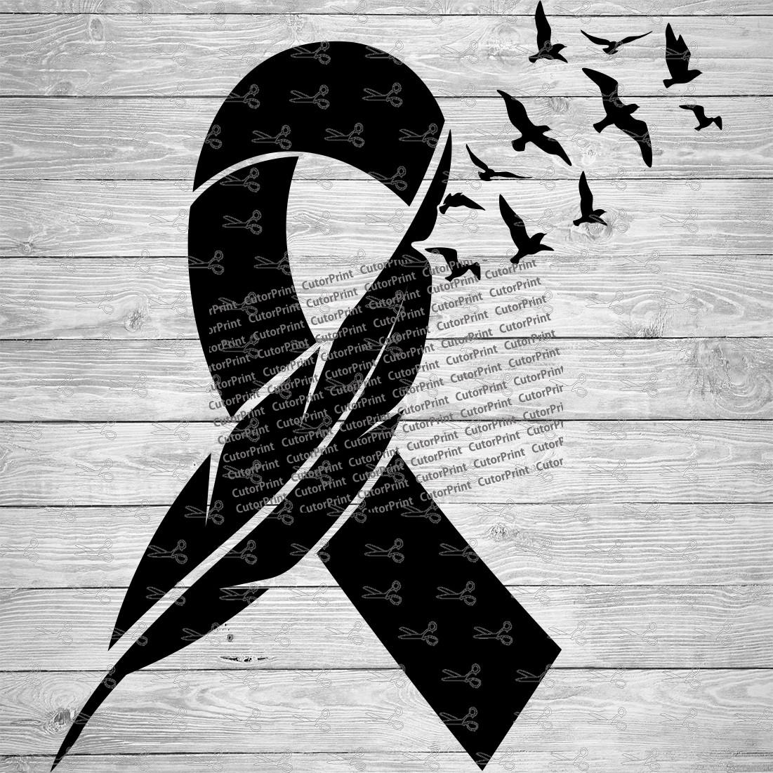 Awareness Ribbon With Birds Svg,eps & Png Files - Digital Download 