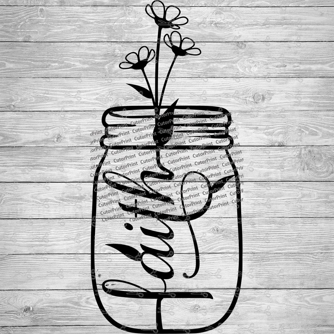 Faith Flower in Jar SVG,EPS & PNG Files  Digital Download files for