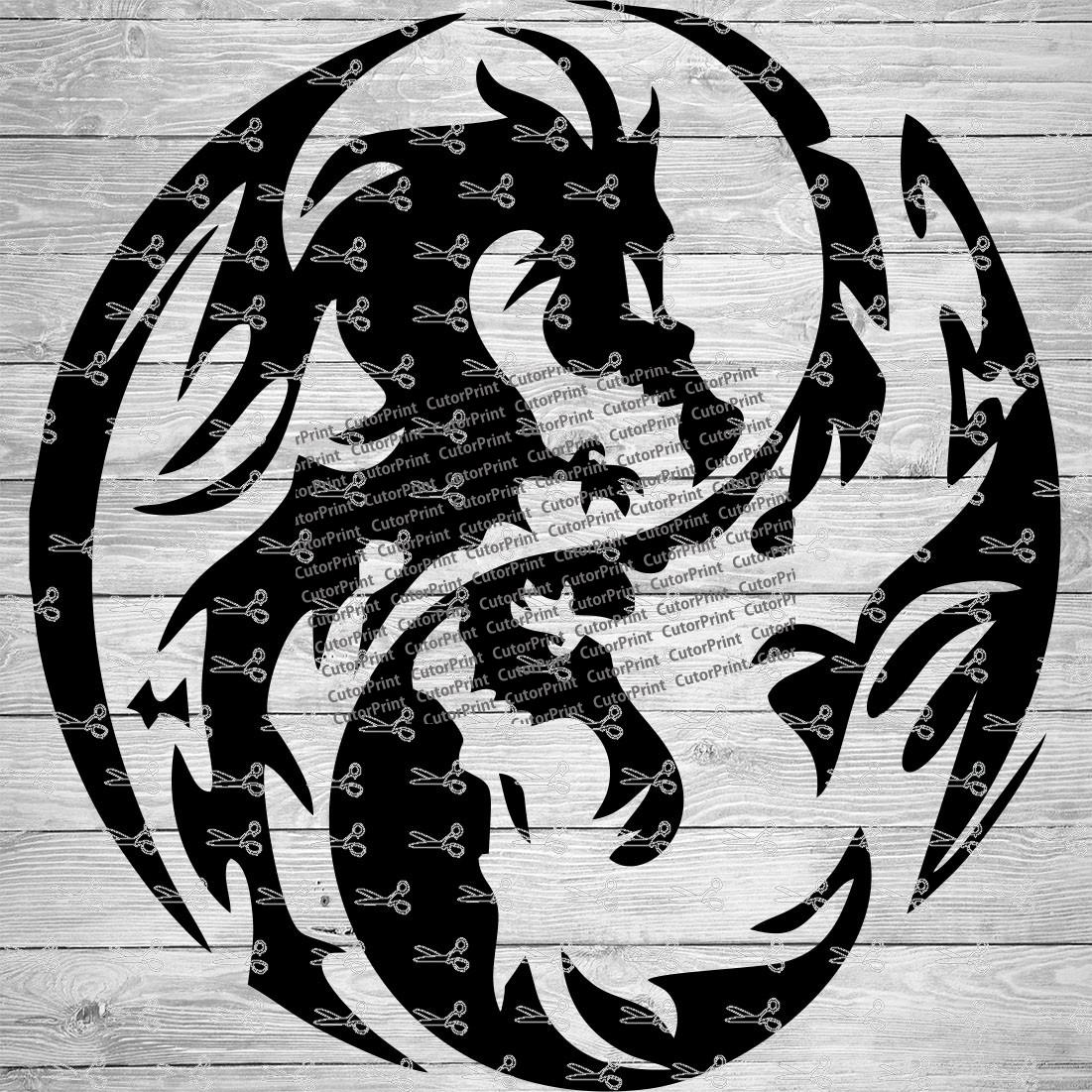 Dragon Yin Yang SVG,EPS & PNG Files - Digital Download files for Cricut