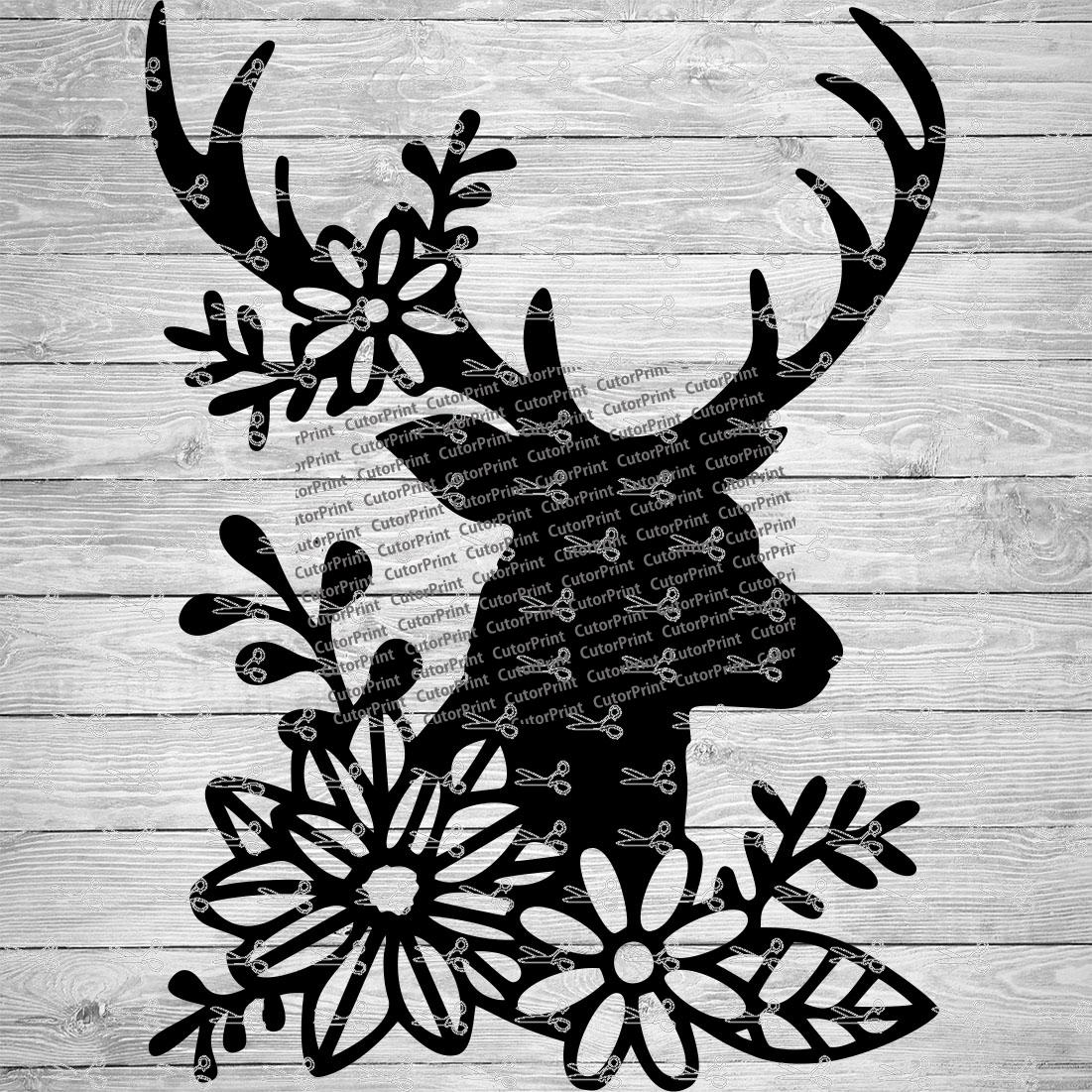 Floral Deer Buck SVG,EPS & PNG Files - Digital Download files for ...