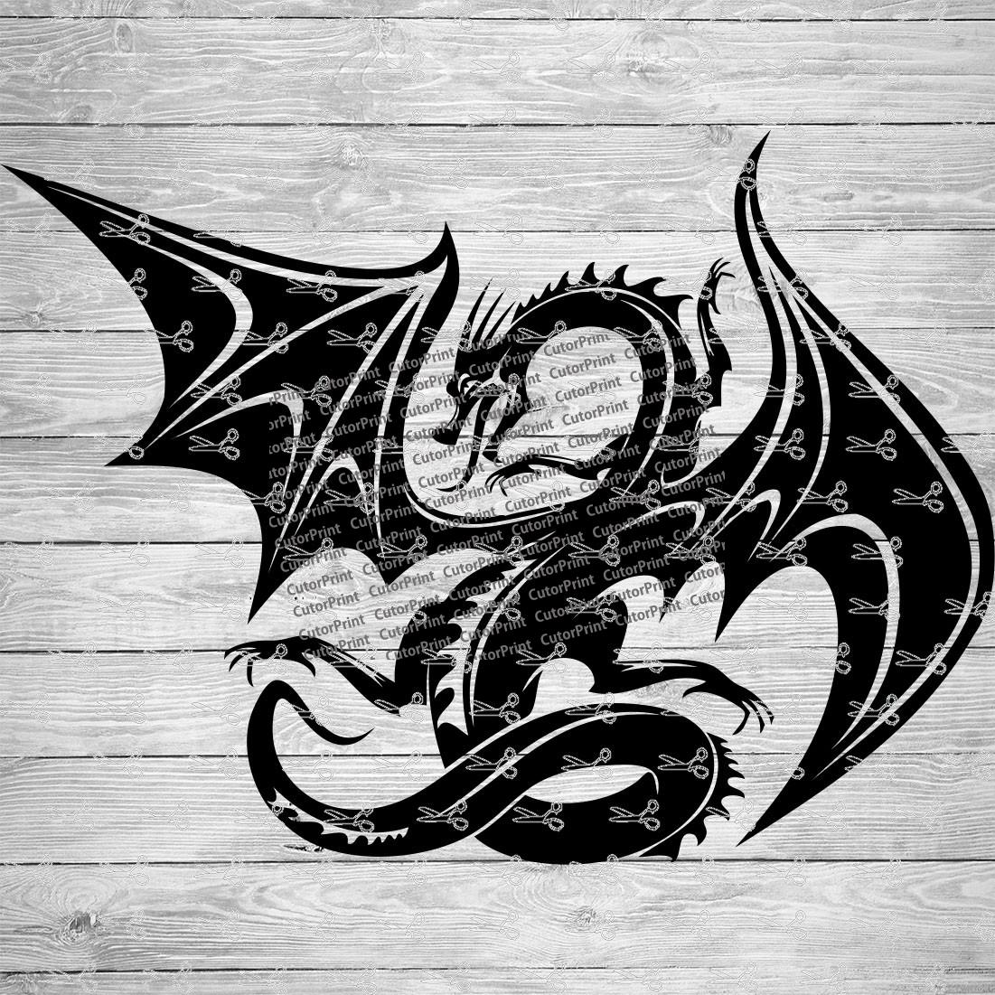 Flying Dragon open wings SVG,EPS & PNG Files - Digital Download files ...