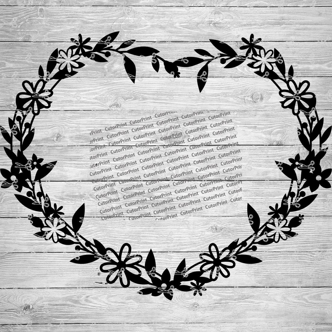 Floral Wreath Heart SVG,EPS & PNG Files - Digital Download files for