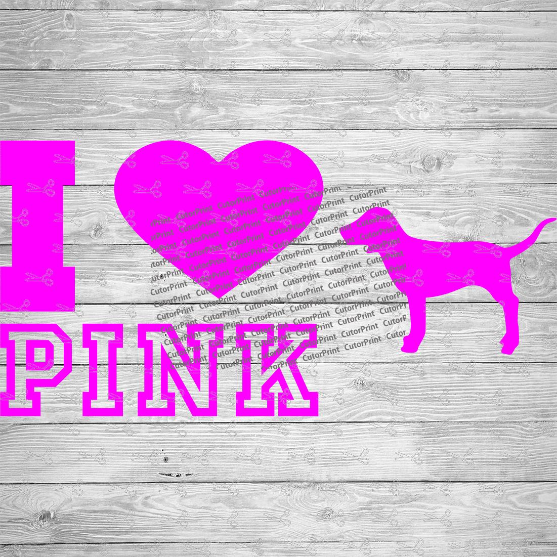 I love Pink with Dog SVG,EPS & PNG Files - Digital Download files for ...