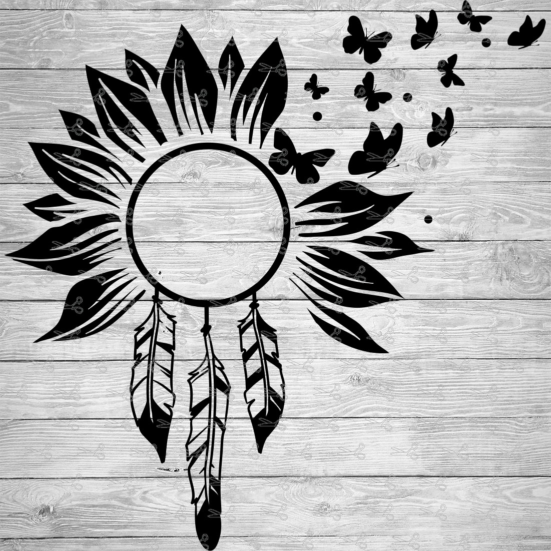 Sunflower Butterfly Feather Dream Catcher Svg Eps Png Files Digital Download Files For Cricut Silhouette Cameo And More